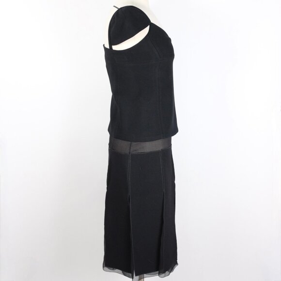 Y2K 90s PRADA dress 2 piece top skirt 44 US Small black sheer panels vintage - Picture 12 of 16